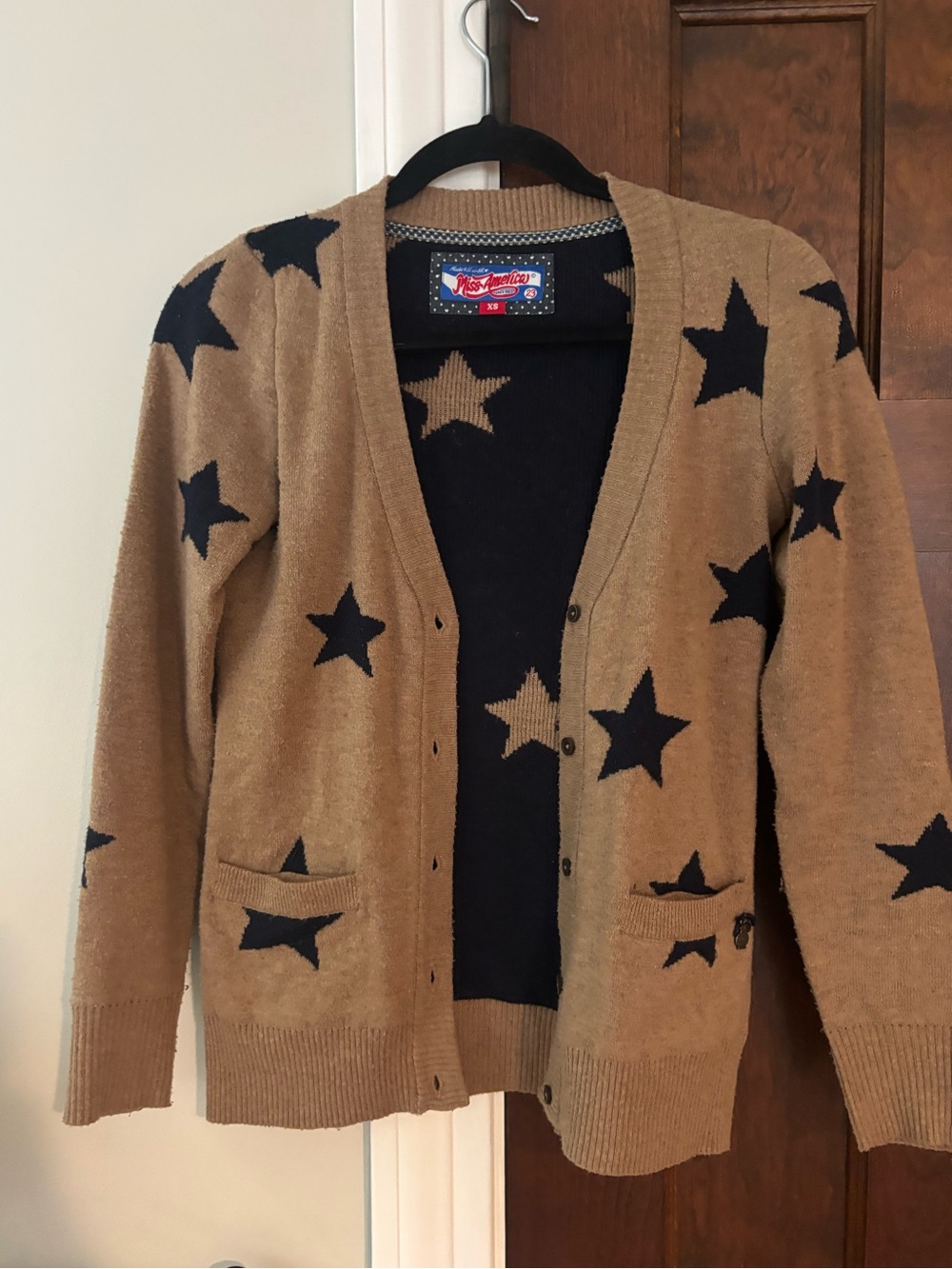 Star-Pattern Knit Cardigan Sweater